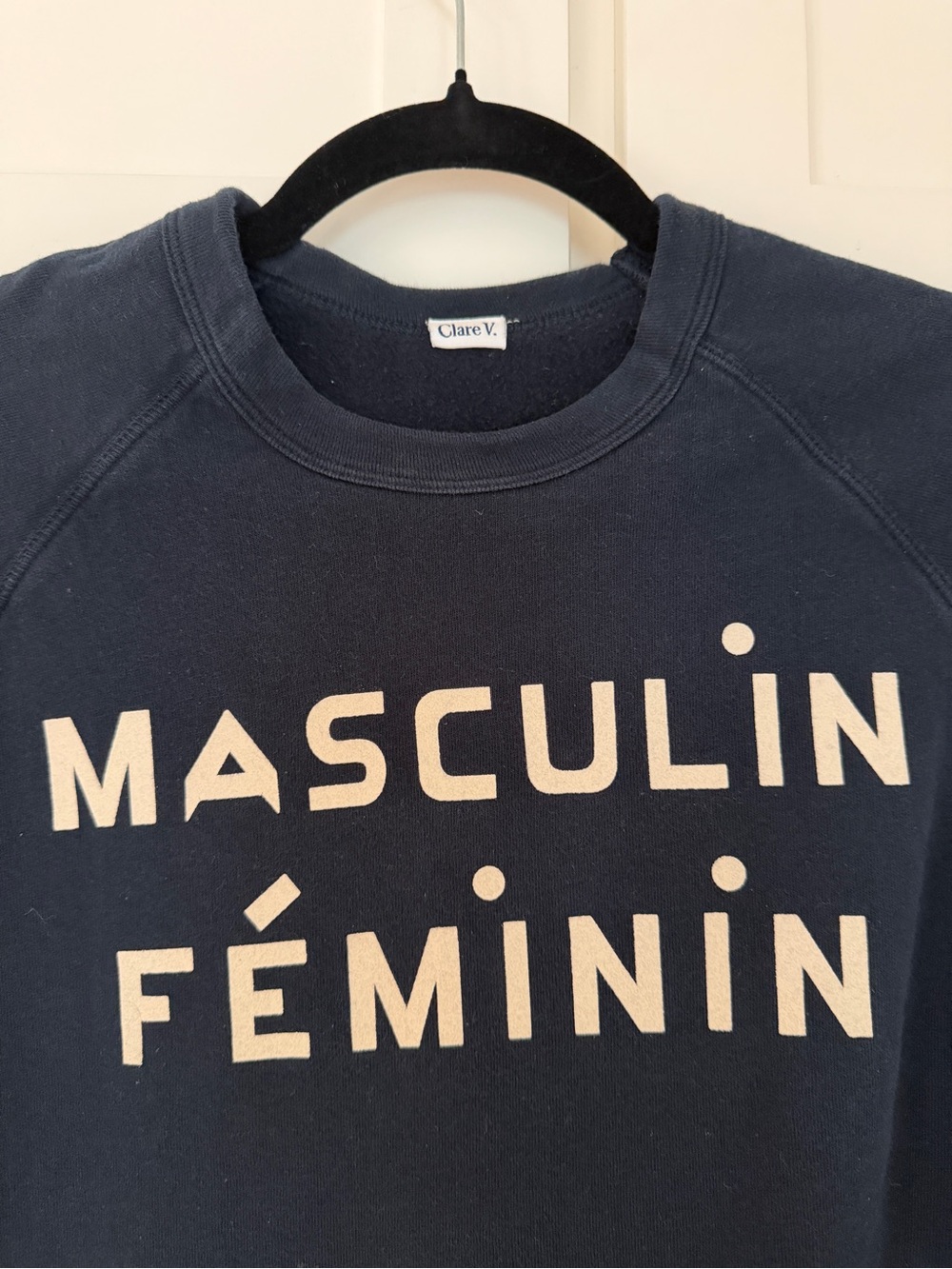 Clare V. Masculin Feminin Navy Sweatshirt Short Sleeve XS - Picture 4 of 11